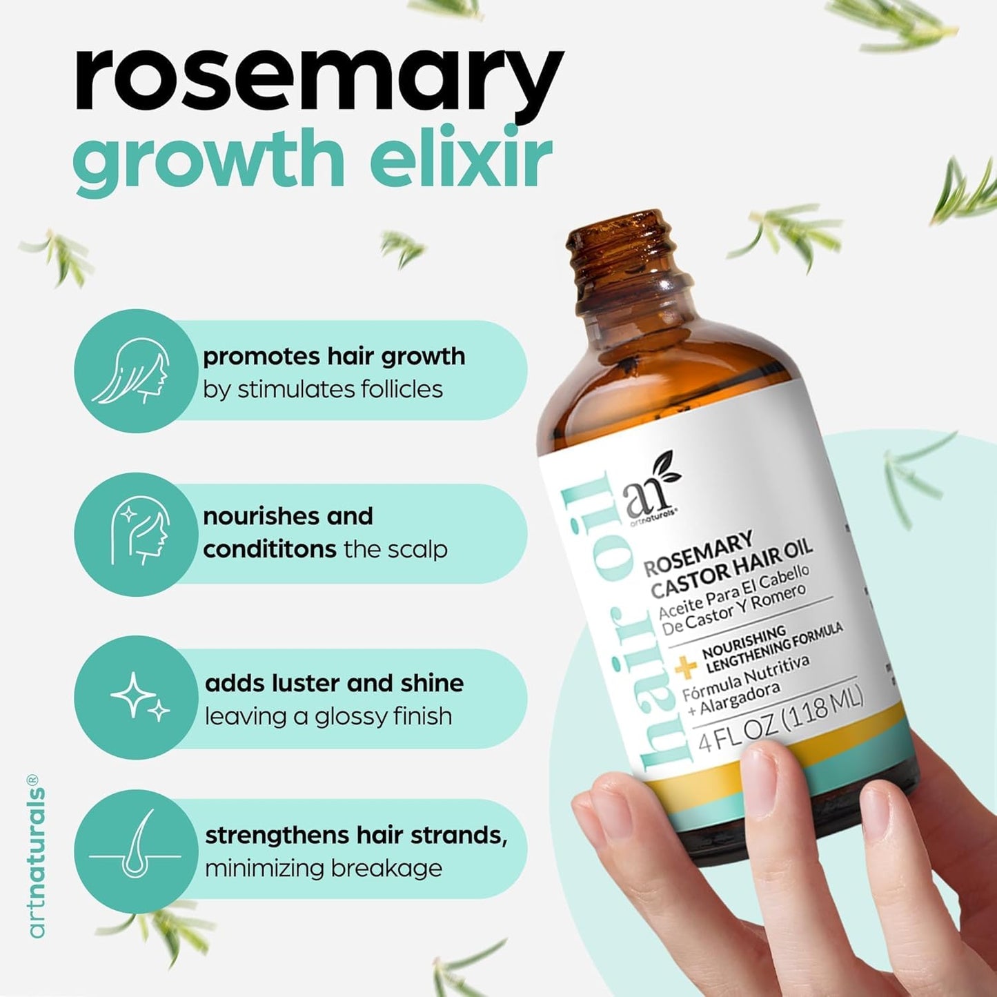 Rosemary Castor Hair Oil + Massager Hair Growth Set
