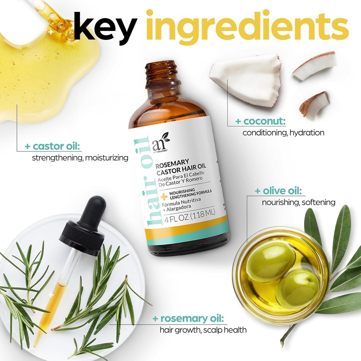 Rosemary Castor Hair Oil + Massager Hair Growth Set